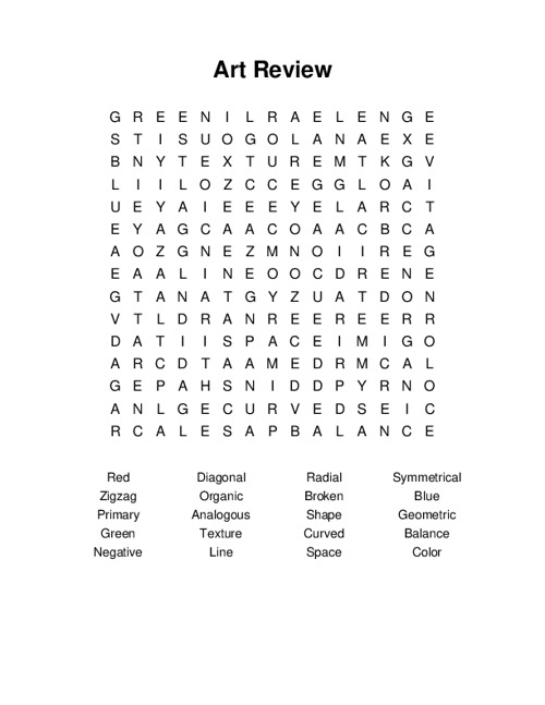 Art Review Word Search Puzzle