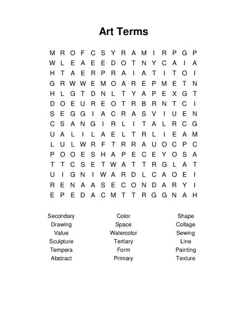 Art Terms Word Search Puzzle