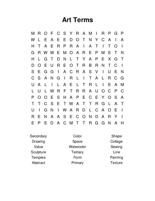 Art Terms Word Search