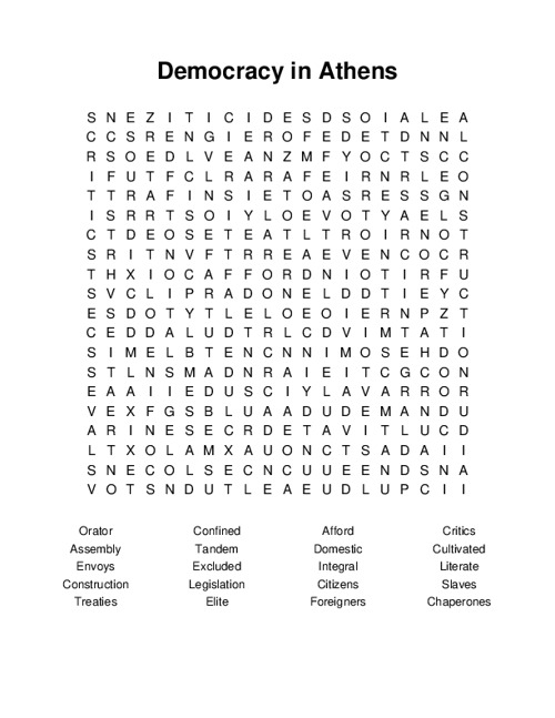Democracy in Athens Word Search Puzzle