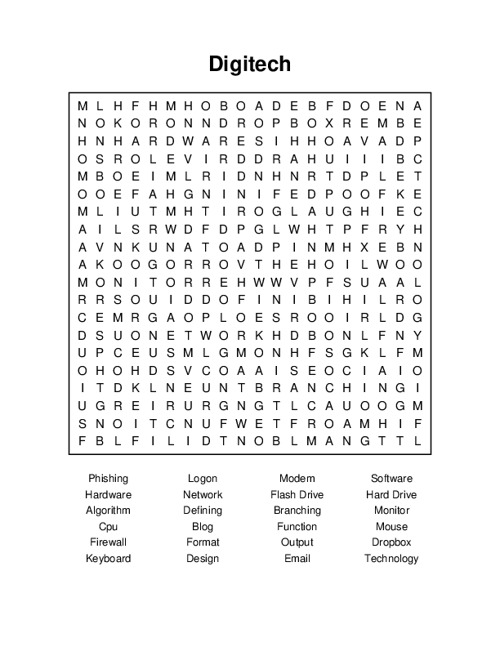 Digitech Word Search Puzzle
