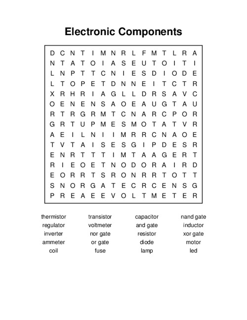 Electronic Components Word Search Puzzle