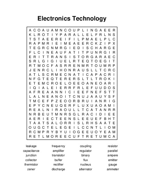 Electronics Technology Word Search Puzzle