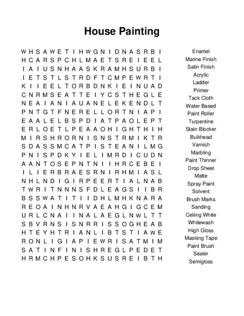 House Painting Word Search Puzzle