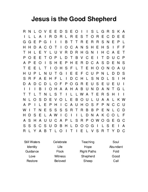 Jesus is the Good Shepherd Word Search Puzzle