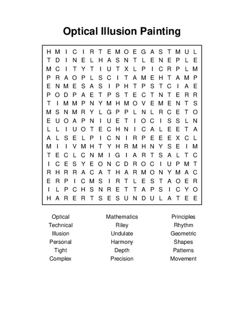 Optical Illusion Painting Word Search Puzzle