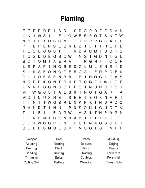 Planting Word Search Puzzle