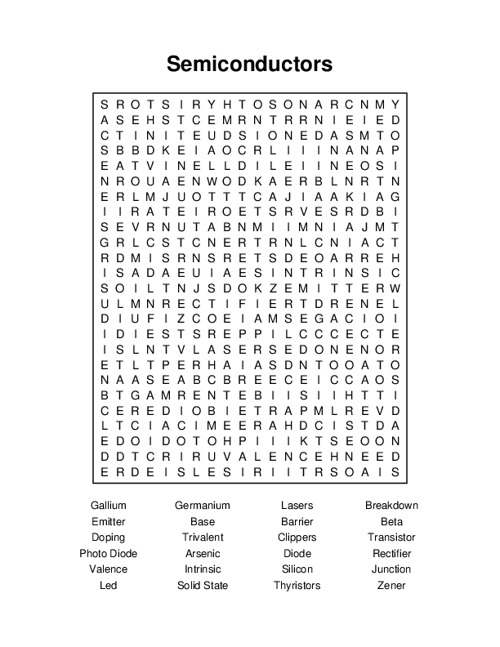 Semiconductors Word Search Puzzle