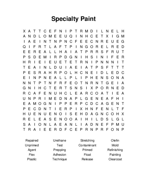 Specialty Paint Word Search Puzzle