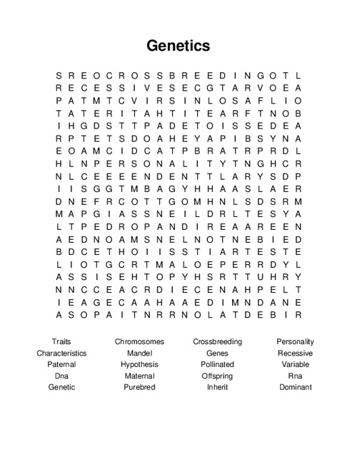 Genetics Word Search Puzzle