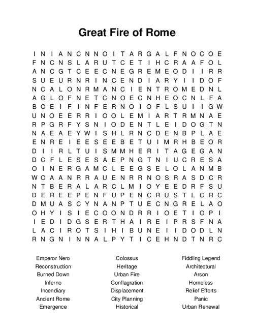 Great Fire of Rome Word Search Puzzle