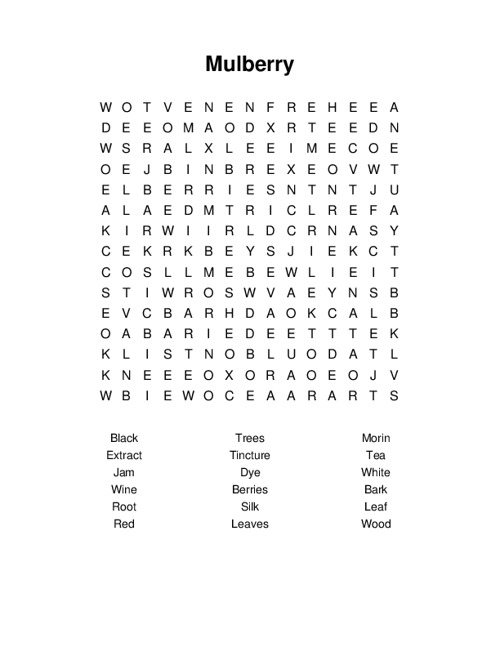 Mulberry Word Search Puzzle