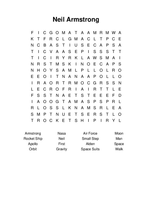 Neil Armstrong Word Search Puzzle