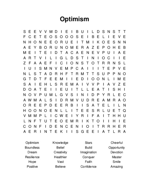 Optimism Word Search Puzzle
