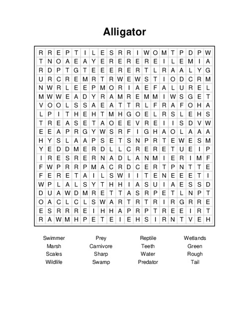 Alligator Word Search Puzzle