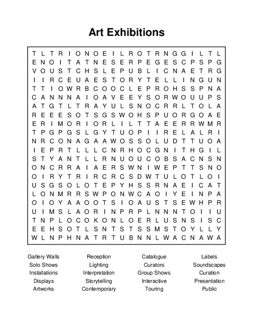 Art Exhibitions Word Search Puzzle