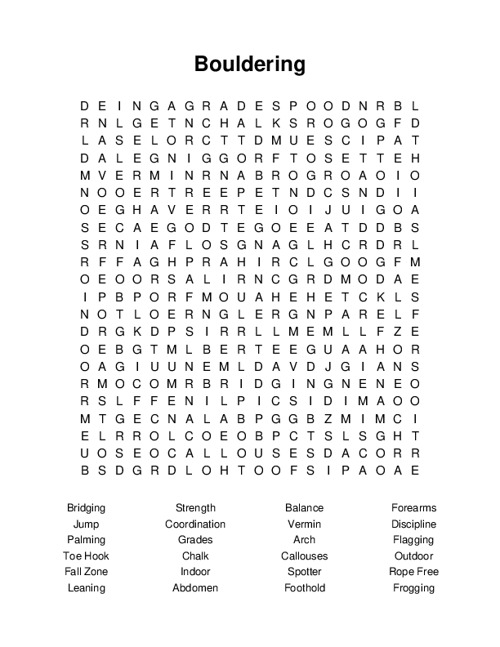 Bouldering Word Search Puzzle