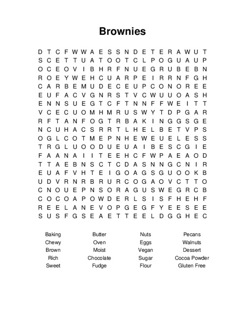 Brownies Word Search Puzzle