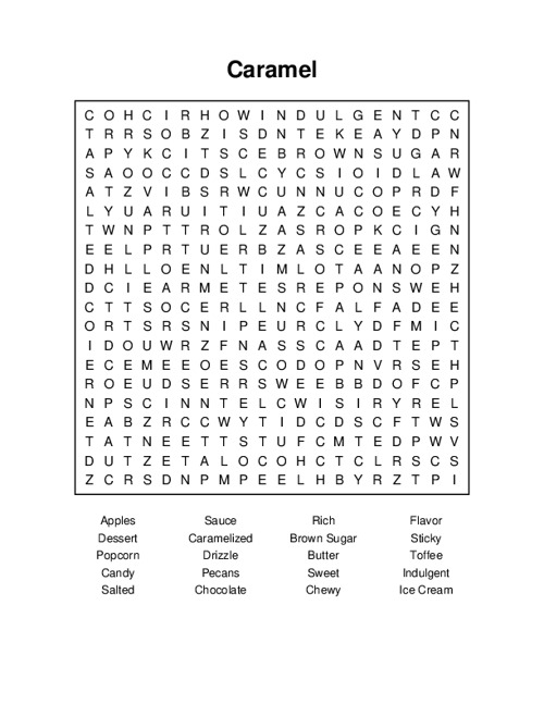 Caramel Word Search Puzzle