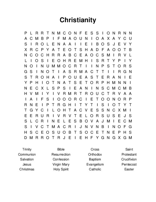 Christianity Word Search Puzzle