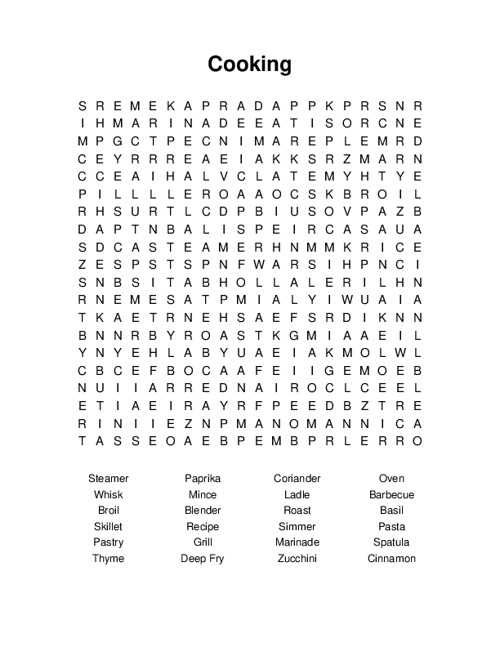 Cooking Word Search Puzzle