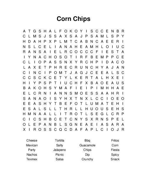 Corn Chips Word Search Puzzle