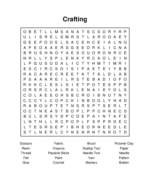 Crafting Word Search Puzzle