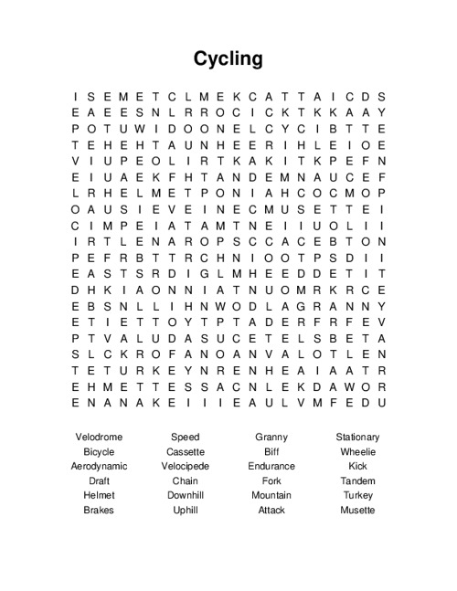 Cycling Word Search Puzzle