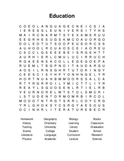 Education Word Search Puzzle