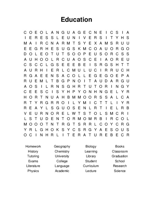 Education Word Search