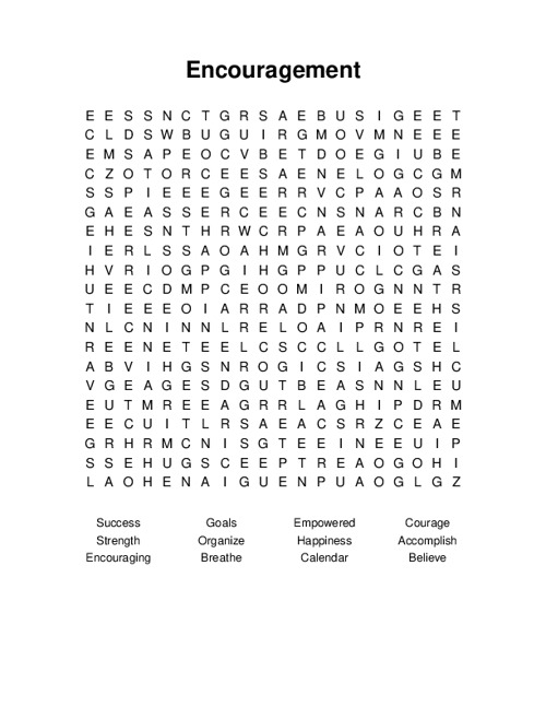 Encouragement Word Search Puzzle