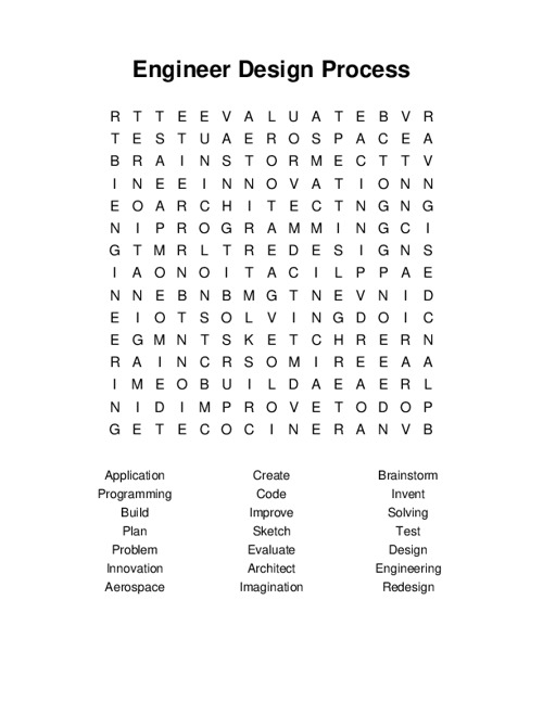 Engineer Design Process Word Search Puzzle