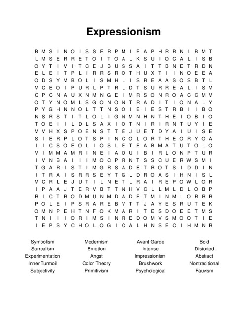 Expressionism Word Search Puzzle