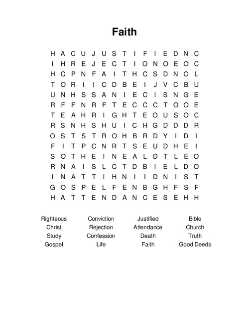 Faith Word Search Puzzle