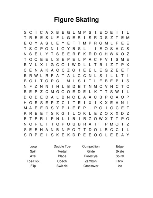 Figure Skating Word Search Puzzle