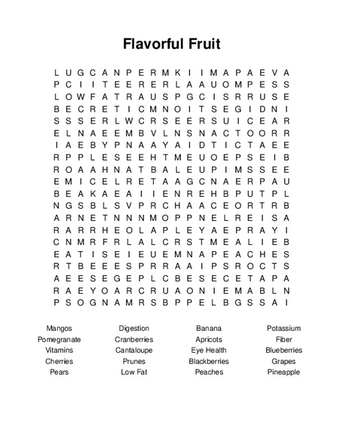 Flavorful Fruit Word Search Puzzle