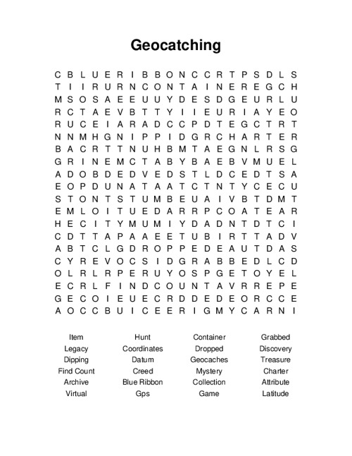 Geocatching Word Search Puzzle