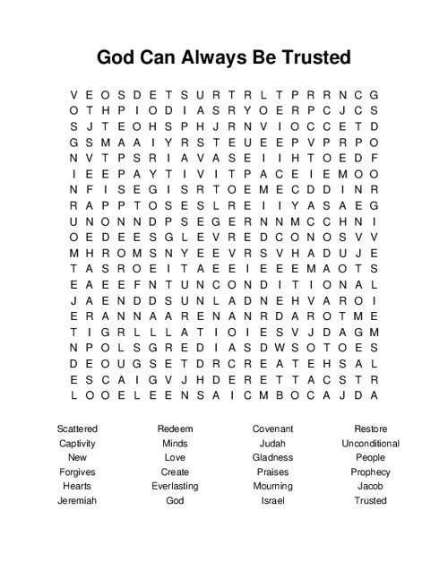 God Can Always Be Trusted Word Search Puzzle