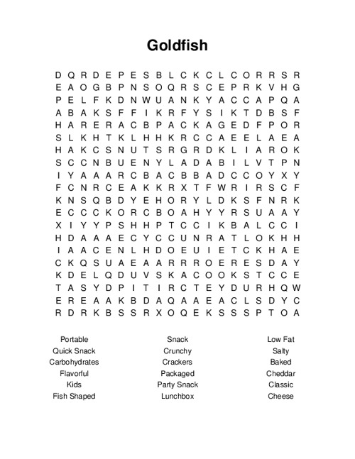 Goldfish Word Search Puzzle