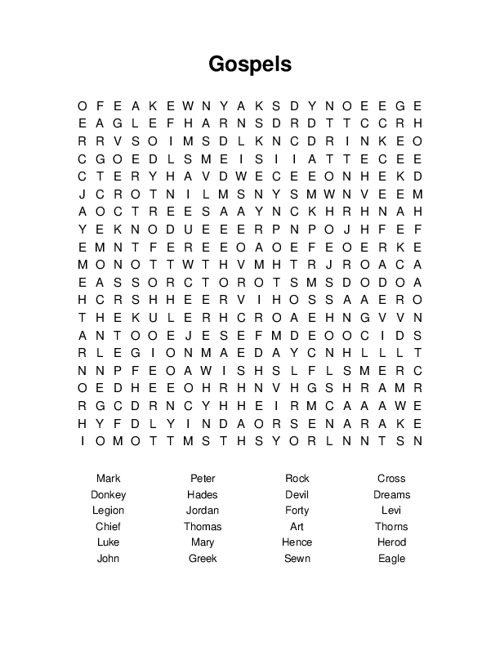 Gospels Word Search Puzzle
