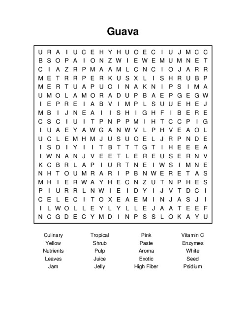 Guava Word Search Puzzle