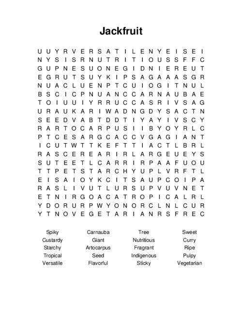Jackfruit Word Search Puzzle
