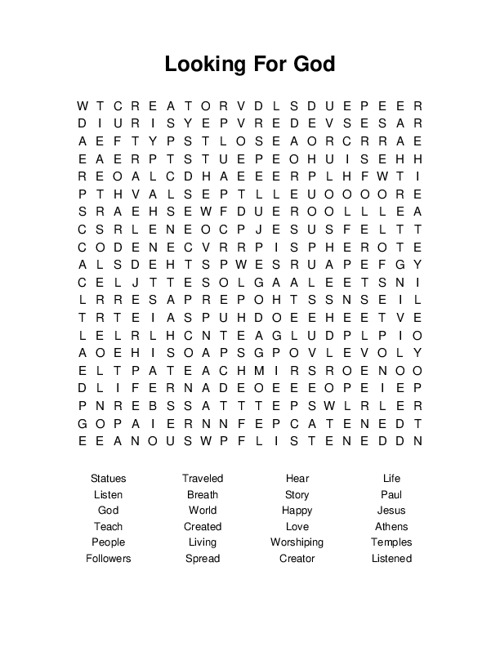Looking For God Word Search Puzzle