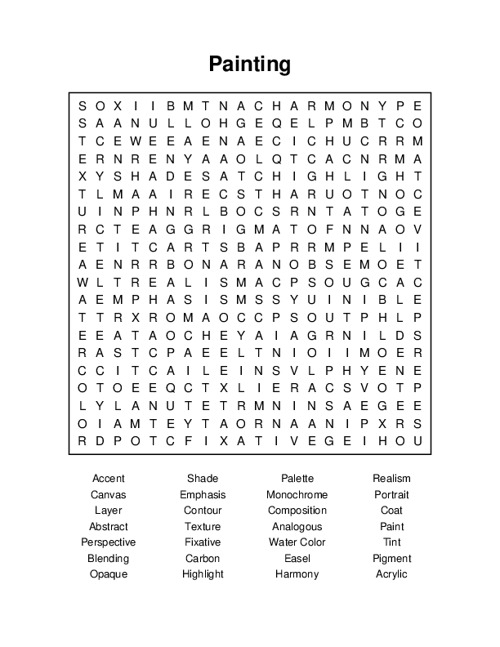 Painting Word Search Puzzle