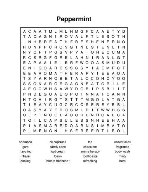 Peppermint Word Search Puzzle