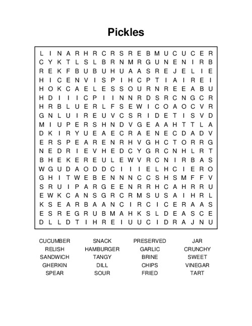 Pickles Word Search Puzzle