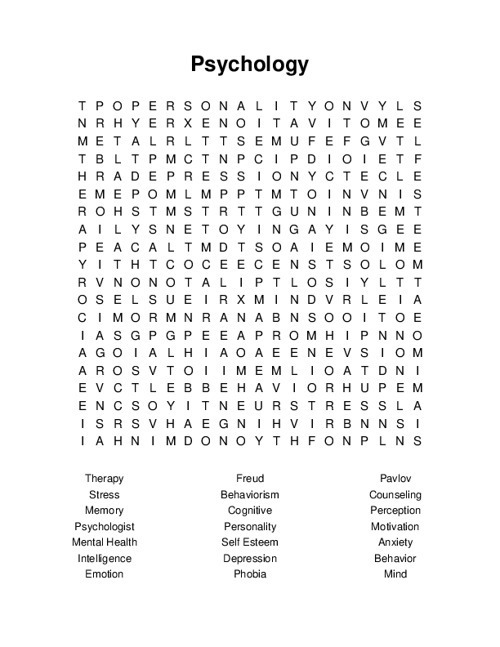 Psychology Word Search Puzzle