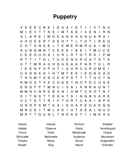 Puppetry Word Search Puzzle