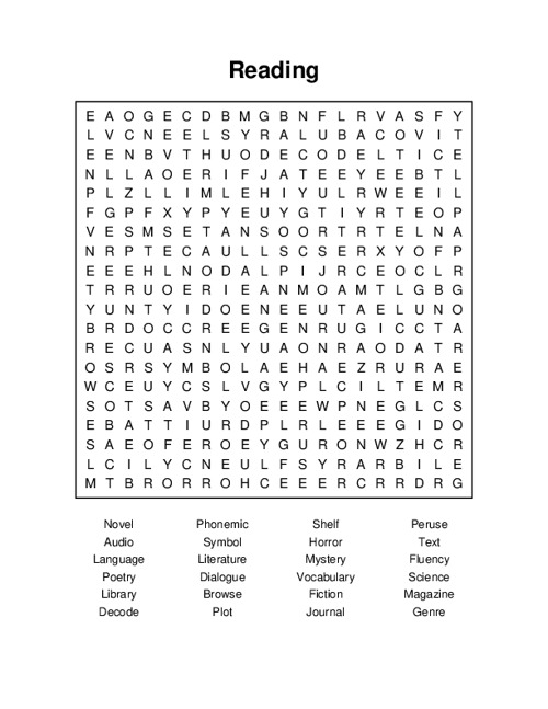 Reading Word Search Puzzle