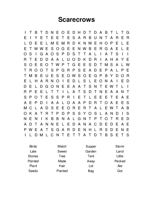 Scarecrows Word Search Puzzle